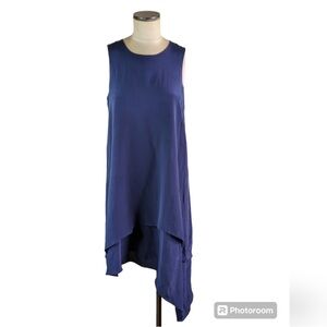 NWT Eileen Fisher Asymmetrical Silk Dress Midnight Blue